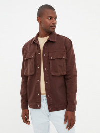 Тёмно-коричневый - Джинсовая куртка Trendyol