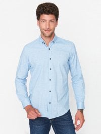 Голубой - Рубашка Trendyol