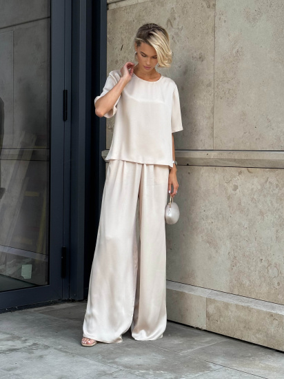 Штани палаццо Jadone Fashion модель Vir_bej — фото 4 - INTERTOP