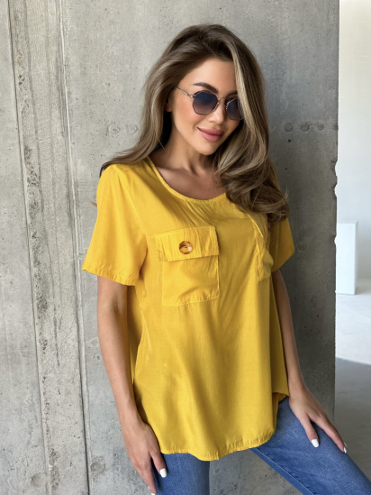 Блуза ISSA Plus модель WN20-493_mustard — фото - INTERTOP