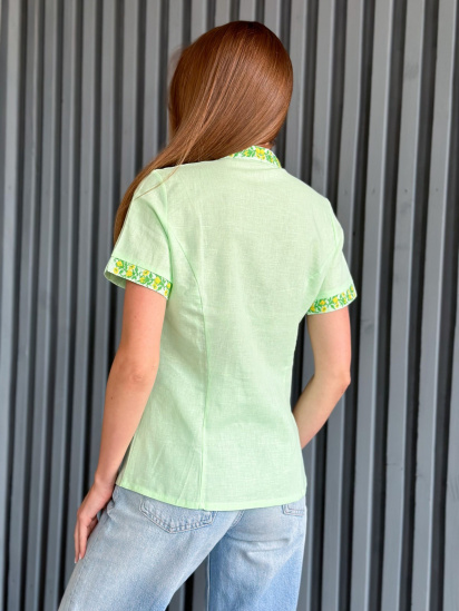 Вышитая рубашка ISSA Plus модель WN20-527_lightgreen — фото 3 - INTERTOP