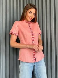 Розовый - Вышитая рубашка ISSA Plus