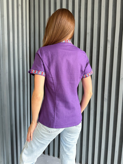 Вышитая рубашка ISSA Plus модель WN20-527_purple — фото 3 - INTERTOP