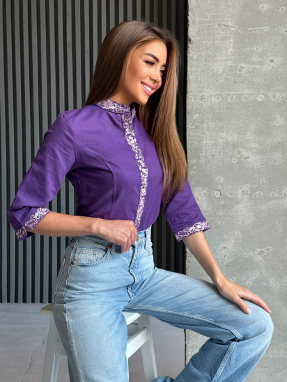 Вишита сорочка ISSA Plus модель WN20-528_purple — фото - INTERTOP