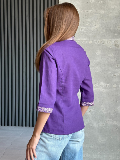 Вышитая рубашка ISSA Plus модель WN20-528_purple — фото 3 - INTERTOP