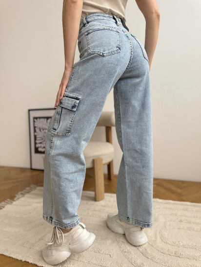 Широкие джинсы ISSA Plus модель WN20-609_голубой — фото 3 - INTERTOP