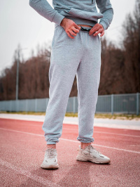 Светло-серый меланж - Штаны спортивные Custom Wear