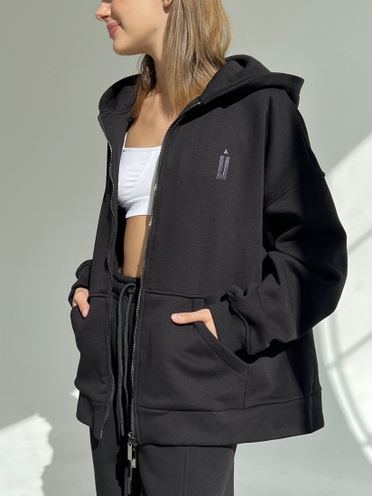 Кофта IJ модель ij-hoodie-zip-black — фото 3 - INTERTOP