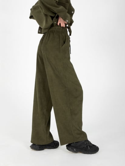 Брюки палаццо IJ модель ij-pants-wide-velvet-haki — фото - INTERTOP