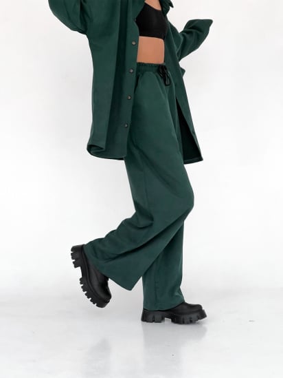 Штани палаццо IJ модель ij-pants-wide-zamsh-green — фото - INTERTOP