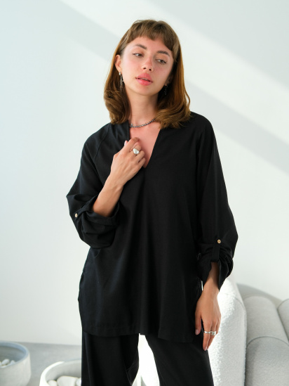 Блуза IJ модель long-linen-black — фото 4 - INTERTOP