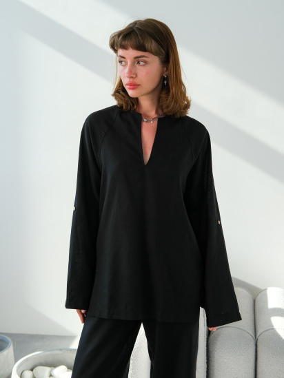 Блуза IJ модель long-linen-black — фото - INTERTOP