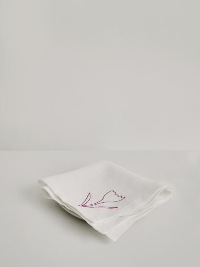 GNIZDO ­Набір з 2-х столових серветок з льону з машинною вишивкою "Шафран Гейфелів" модель LTNMESHFUC-002 — фото 3 - INTERTOP