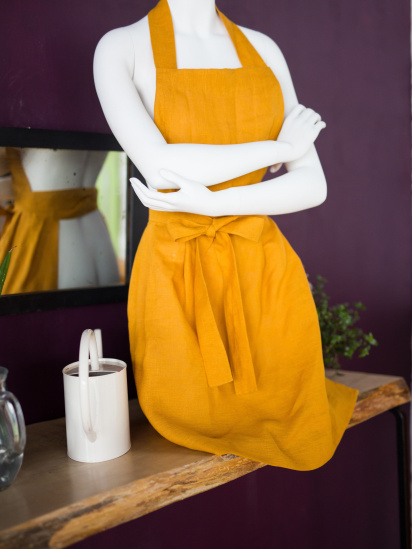 GNIZDO ­Фартух-сукня з льону в кольорі "Шафран" модель LAD-011 — фото 4 - INTERTOP
