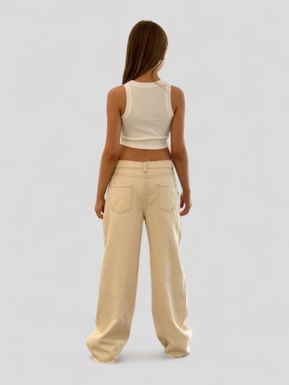 Широкі джинси EVIE модель Beige - 3236 — фото 3 - INTERTOP