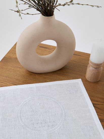 GNIZDO ­Набір з 2-х серветок столових з льону з машинною вишивкою "Білим по білому" модель LTNMEEC-002 — фото - INTERTOP